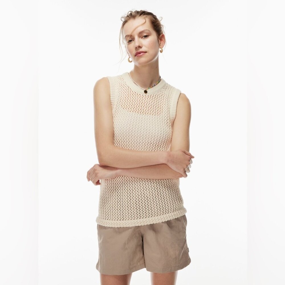 Aritzia TNA Dundas Open Knit Sweater Vest / Red Argil